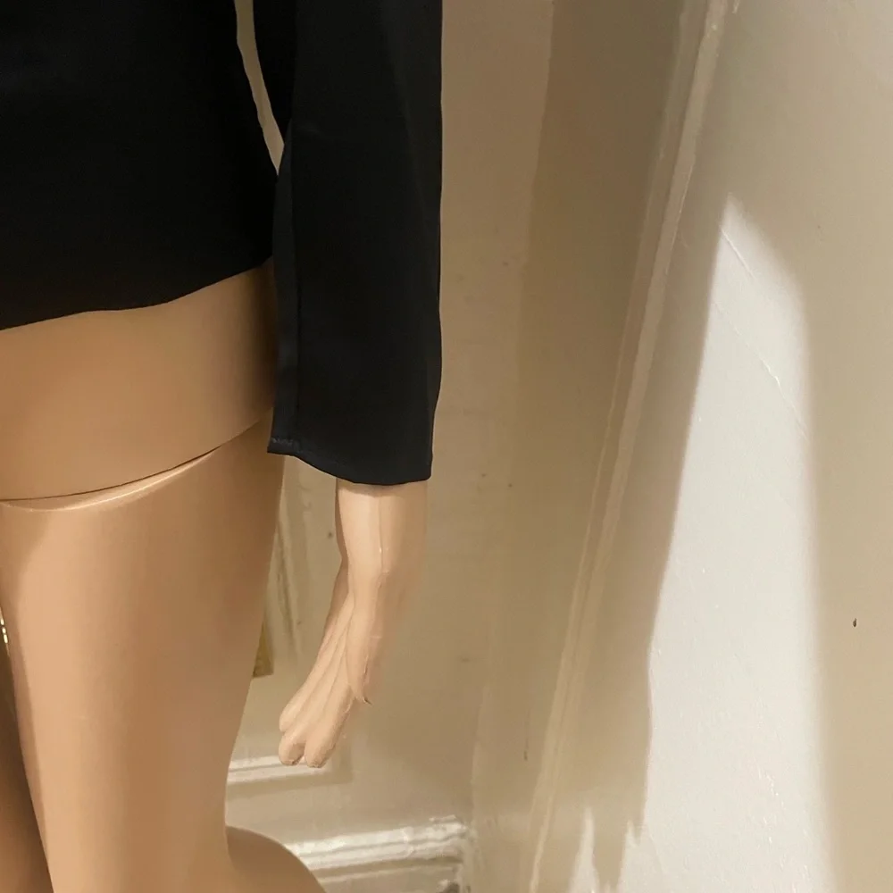 Reformation Black Satin Blouse 100%Silk